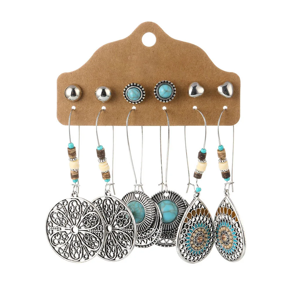 Винтажный богемский этнический стильные синие серьги с кристаллами из фианита