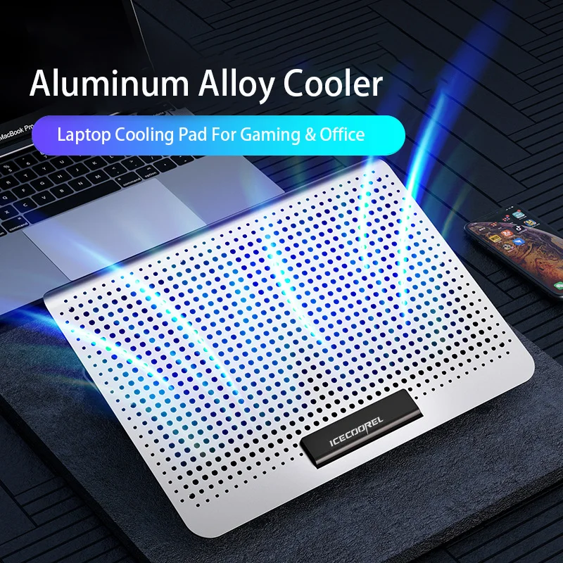 

Gaming Laptop Cooler Silent Fan Metal Laptop Cooling Pads Two USB Port Portable Adjustable Notebook Stand For 12-16 Inch Laptop
