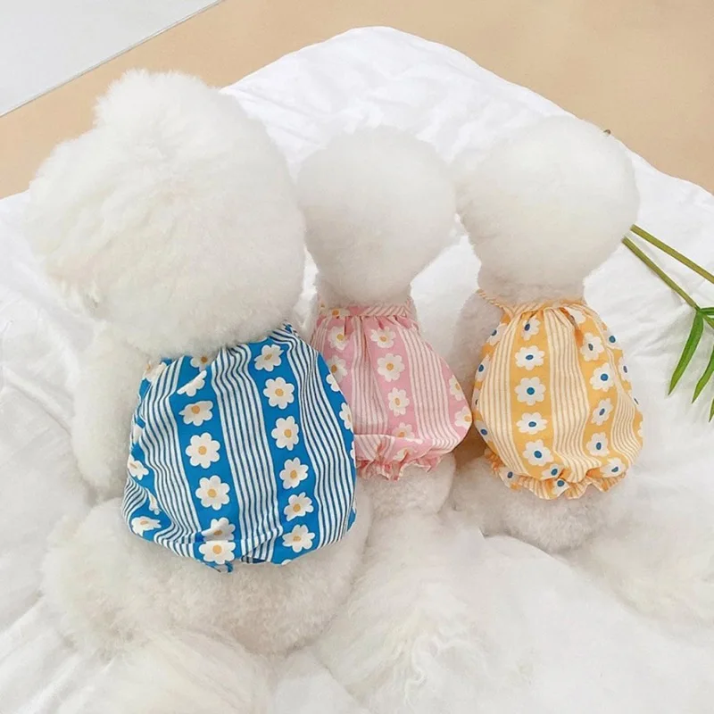 

Sling Cat Pet Clothes Breathable Flower Skirt For Dogs Puppy And Kitten Summer Pet Dog Thin Clothes