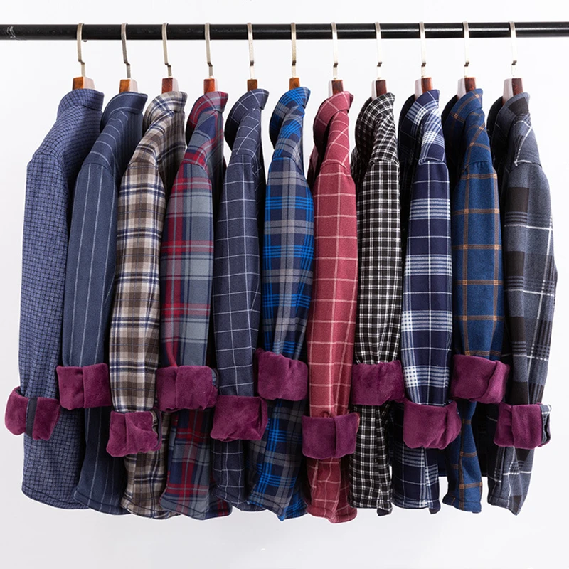 Мужская классическая двухсторонняя Флисовая теплая рубашка зимняя новая модная