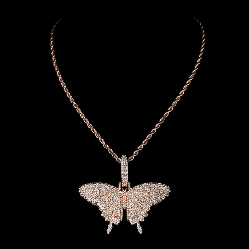 

New Fashion Butterfly Pendant Necklace For Women Rhinestone Chain Jewelry Gifts