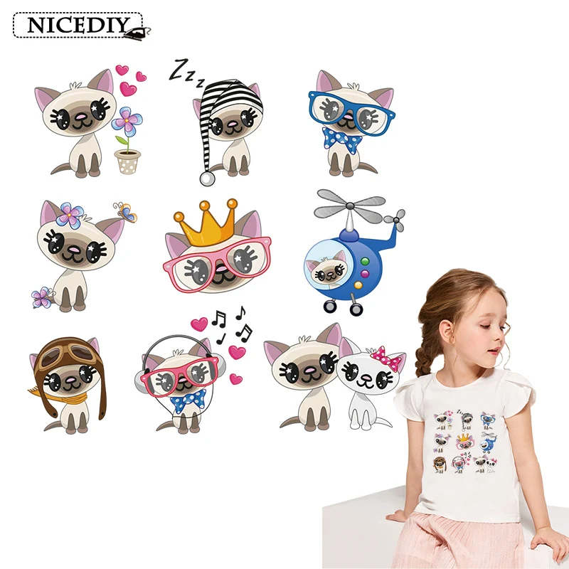 Симпатичные патчи с рисунком мультяшного кота для одежды виниловые наклейки