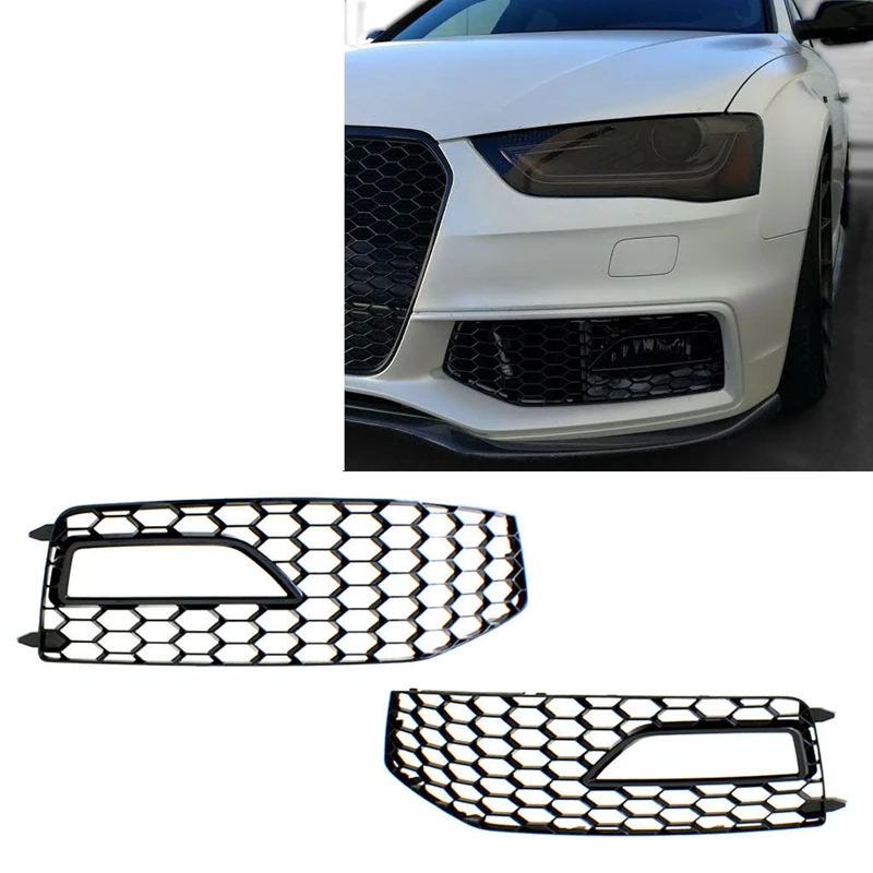 

Front Bumper Mesh Grille Grill Fog Lamp Grille Cover Trim Only for Audi A4 B8.5 S-Line S4 RX4 2013 2014 2015 for S-Line Bumpers
