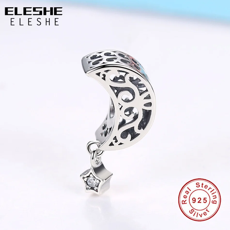 ELESHE 100% 925 пробы серебро Ажурные Носки с рисунком Луны и звезды Очаровательные