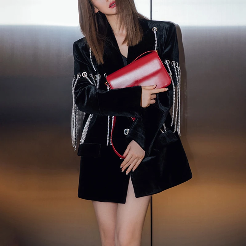 Женский блейзер с длинным рукавом VGH Черный Повседневный свободный пиджак