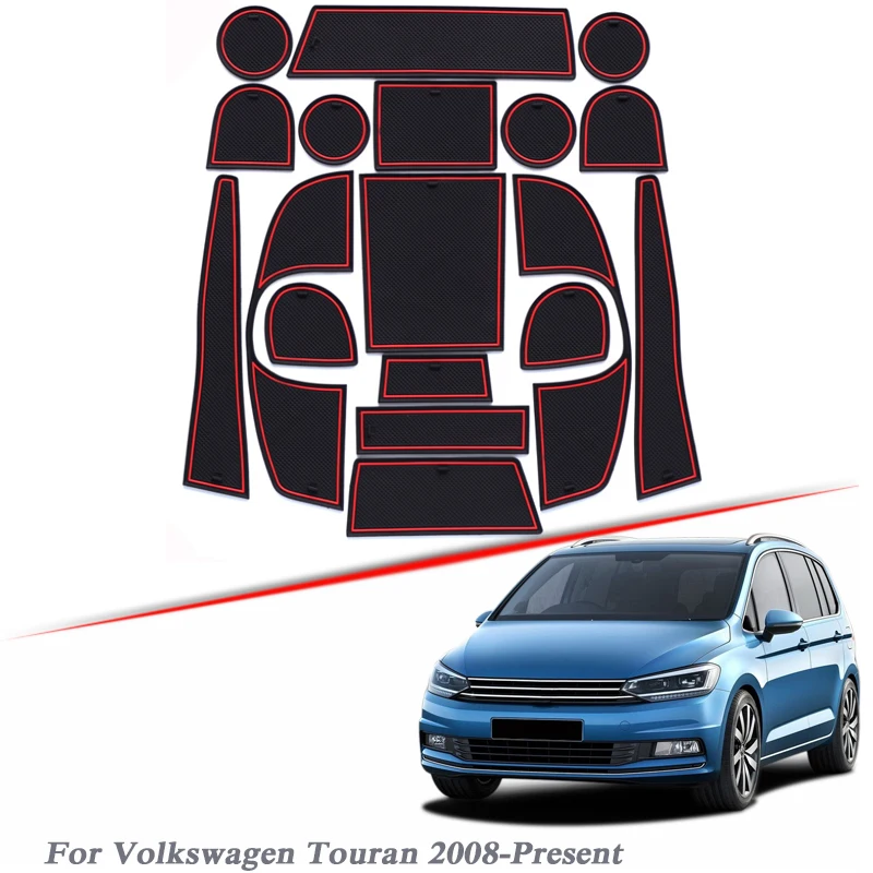 

18pcs Car Styling For Volkswagen Touran 2008-2020 Latex Gate slot pad Interior Door Groove Mat Non-slip dust Mat Auto Accessory