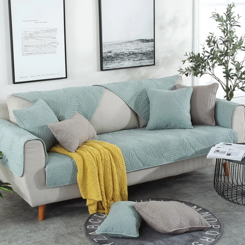 Современный однотонный плотный хлопковый универсальный чехол для дивана в