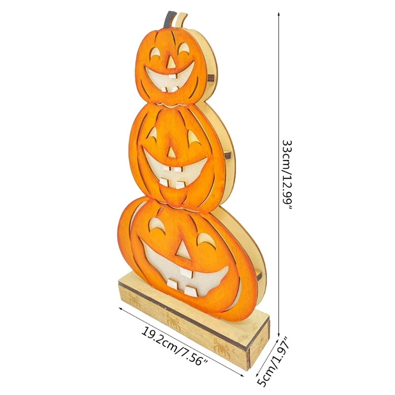 

Halloween Table Decorations Wood Pumpkin with LED Light Centerpieces Sign for Harvest Thanksgiving Party Decor M6CE