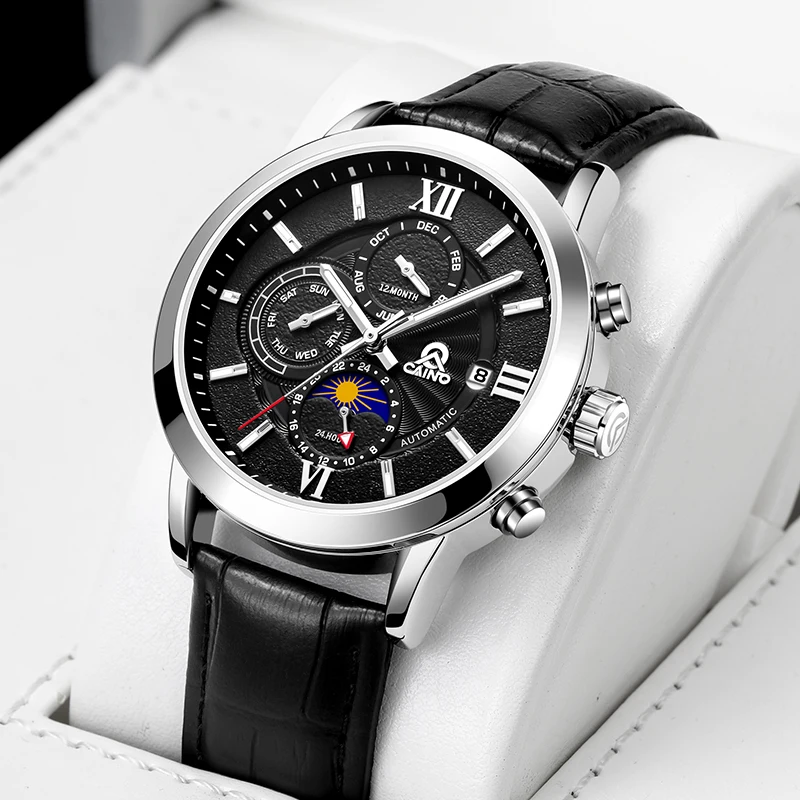 

2020 New Men's Business Watches Luxury Brand Multifunction Automatic Mechanical Watch Leather Waterproof Male Clock