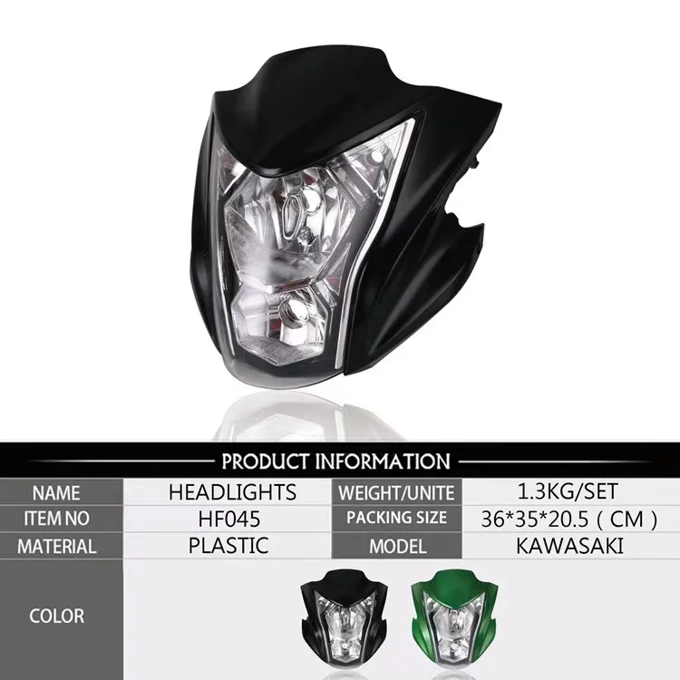 

Motorcycle Full LED Green Black Headlight Assembly Headlamp Light House Fit For Kawasaki ER6N 2012-2016 13 14 15