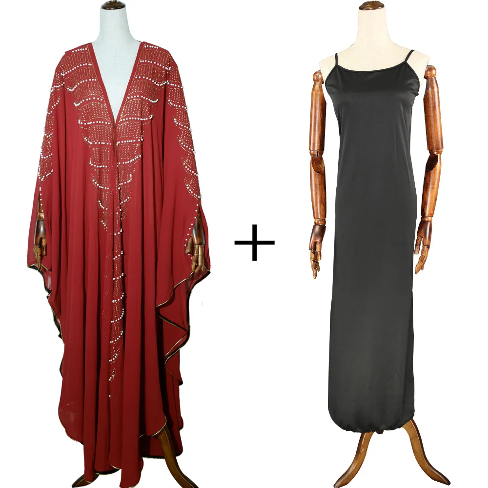 

Length 145cm African Dresses For Women Africa Clothing AFrican Design Bazin Chiffon Long Stick Diamond SLeeve Dashiki Dress Lady