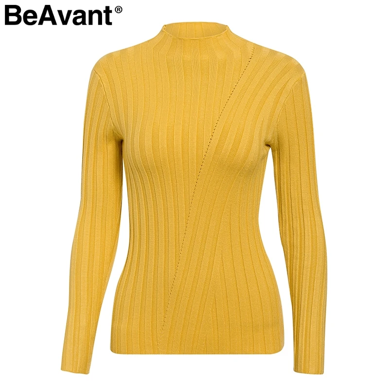 BeAvant Multicolor knitted pullover sweater women Autumn winter long sleeve turtleneck Casual chic lady bestmatch jumper | Женская