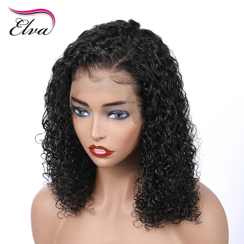 Elva волосы короткий Боб кудрявые 13х6 кружева передние человеческие парики