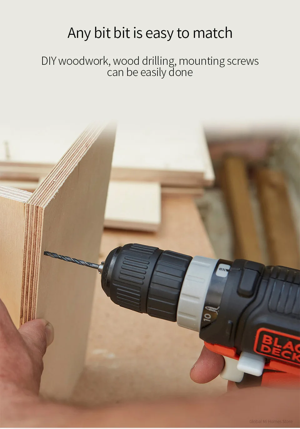 Xiaomi Youpin Black& Decker 12 литиевая электрическая дрель gopack с тремя зажимами с плавно-изменяющейся скоростью