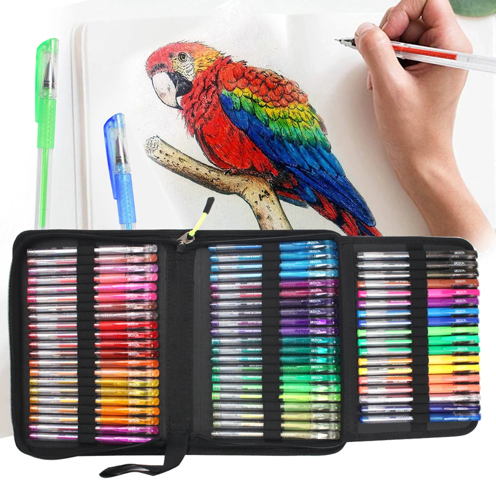 Juego de bol&iacute;grafos de Gel con purpurina para adultos, rotuladores art&iacute;sticos para libros de colores, 121 unidades-1