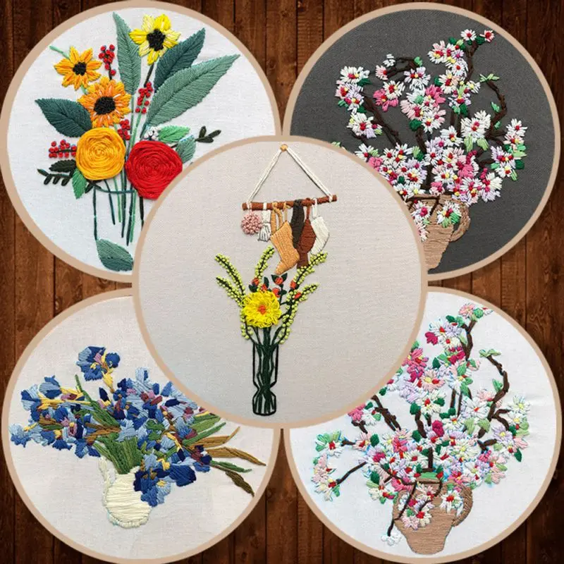 

Wall Decoration Flowers DIY Embroidery Ribbon Set Beginners With Embroidery Shed Sewing Kit Cross-stitch Crafts Hand-stitched