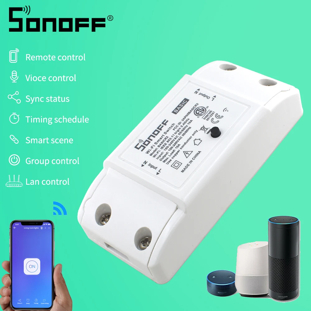 Базовый Wi Fi переключатель SONOFF DIY пульт дистанционного управления для Alexa/Ewelink