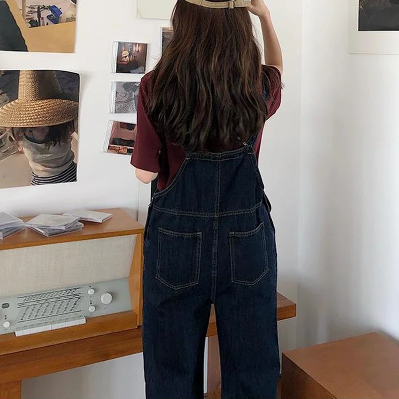 Комбинезон женский однотонный свободного покроя джинсовая простая
