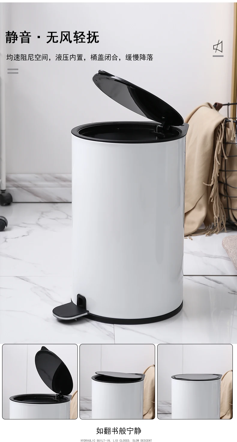 

Waterproof Large Waste Bin Press Living Room Luxury Stainless Steel Trash Can Kitchen Kosz Na Smieci Household Products DG50WB