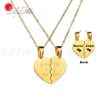 Sifisrri 2 шт.компл. гравировка имени двойное половина сердца винтажное ожерелье для пар персонализированные ювелирные изделия из нержавеющей стали чокер подарок