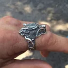 Мужское кольцо в стиле викингов, серебряное кольцо в стиле ретро с волчьим кольцо в виде головы волка, аксессуары для мотоцикливечерние
