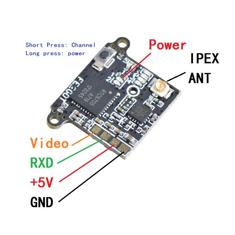 

1PCS FE200T 5.8G 40CH 25/100/200mW Switchable Adjustable Transmitter AV 4.5-5.2V OSD VTX Video Diagram Transmit Module for FPV