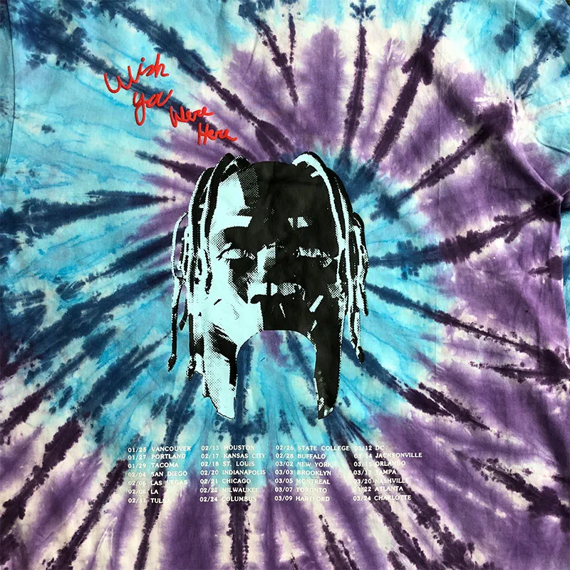 Трэвиса Скотта астромира галстук краситель с длинным рукавом футболка для