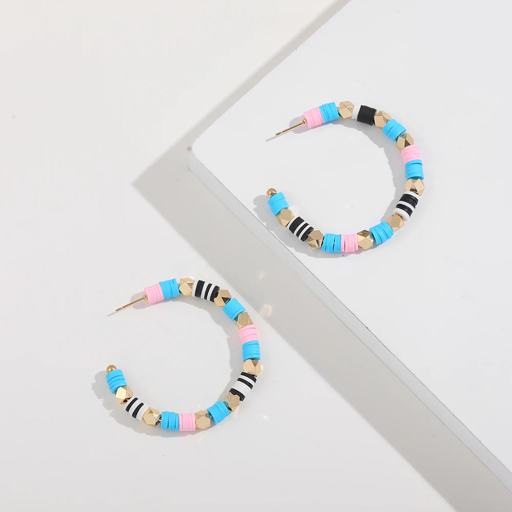 В богемном стиле цветная Полимерная глина Heishi бусинки свисающие серьги для