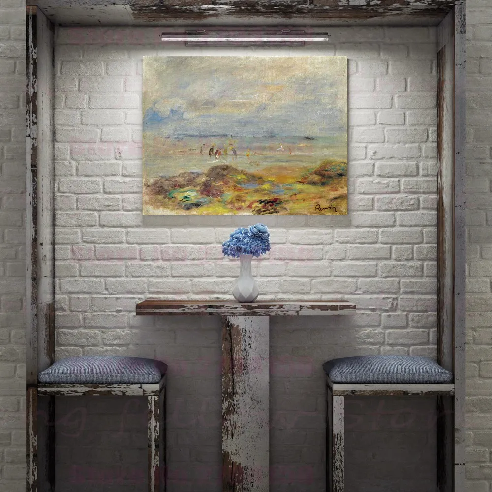 Рисунок на холсте Огюст Ренуар Реплика ловцов креветок возле камней Клода Моне с