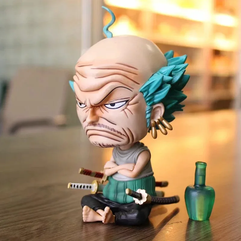 Новинка лидер продаж Аниме One Piece Roronoa Zoro лысая голова старик Сидящая версия ПВХ