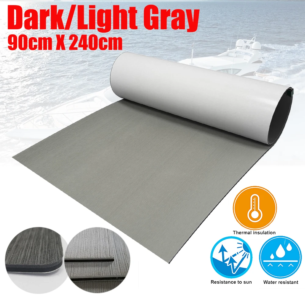 

EVA Boat Teak Decking Sheet 90cmx240cm Marine Flooring Self Adhesive Carpet Solid Color Dark/Light Grey Yacht Boats Accessories