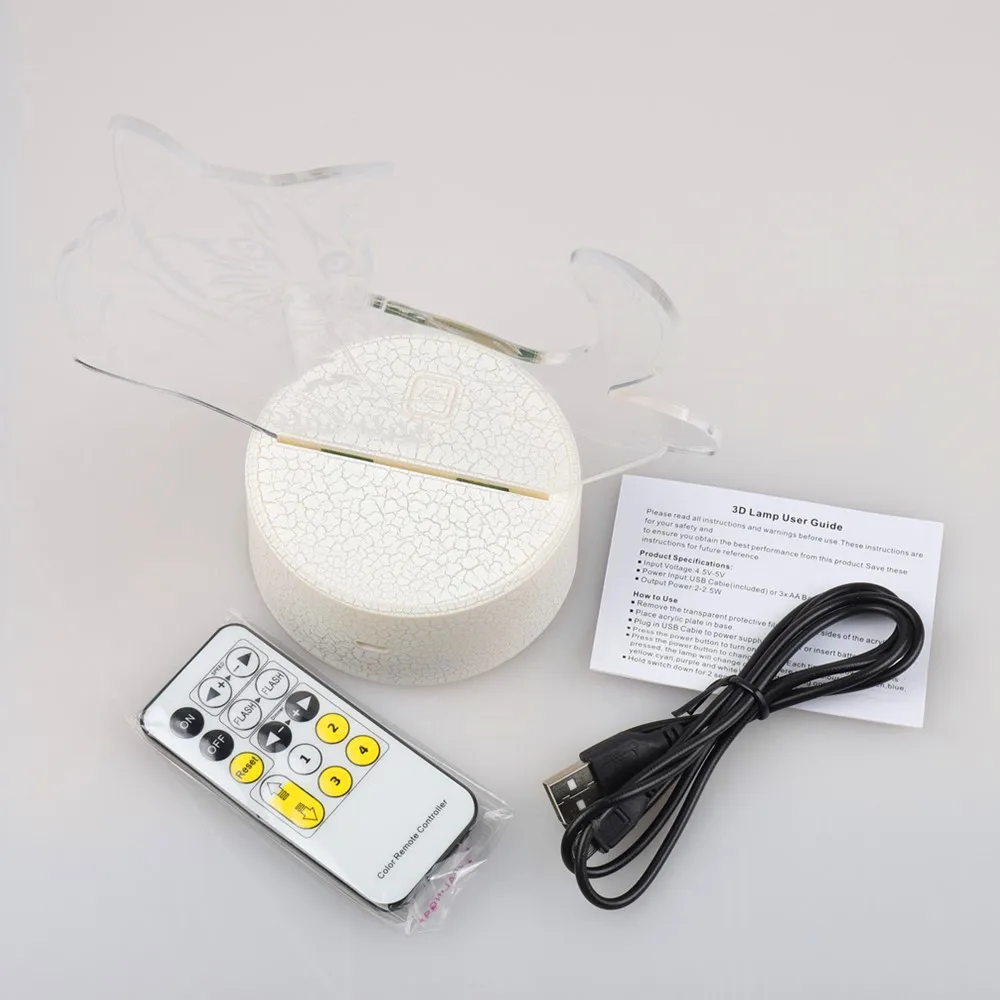 3D кошка Рождественская елка ночник пульт дистанционного управления RGB