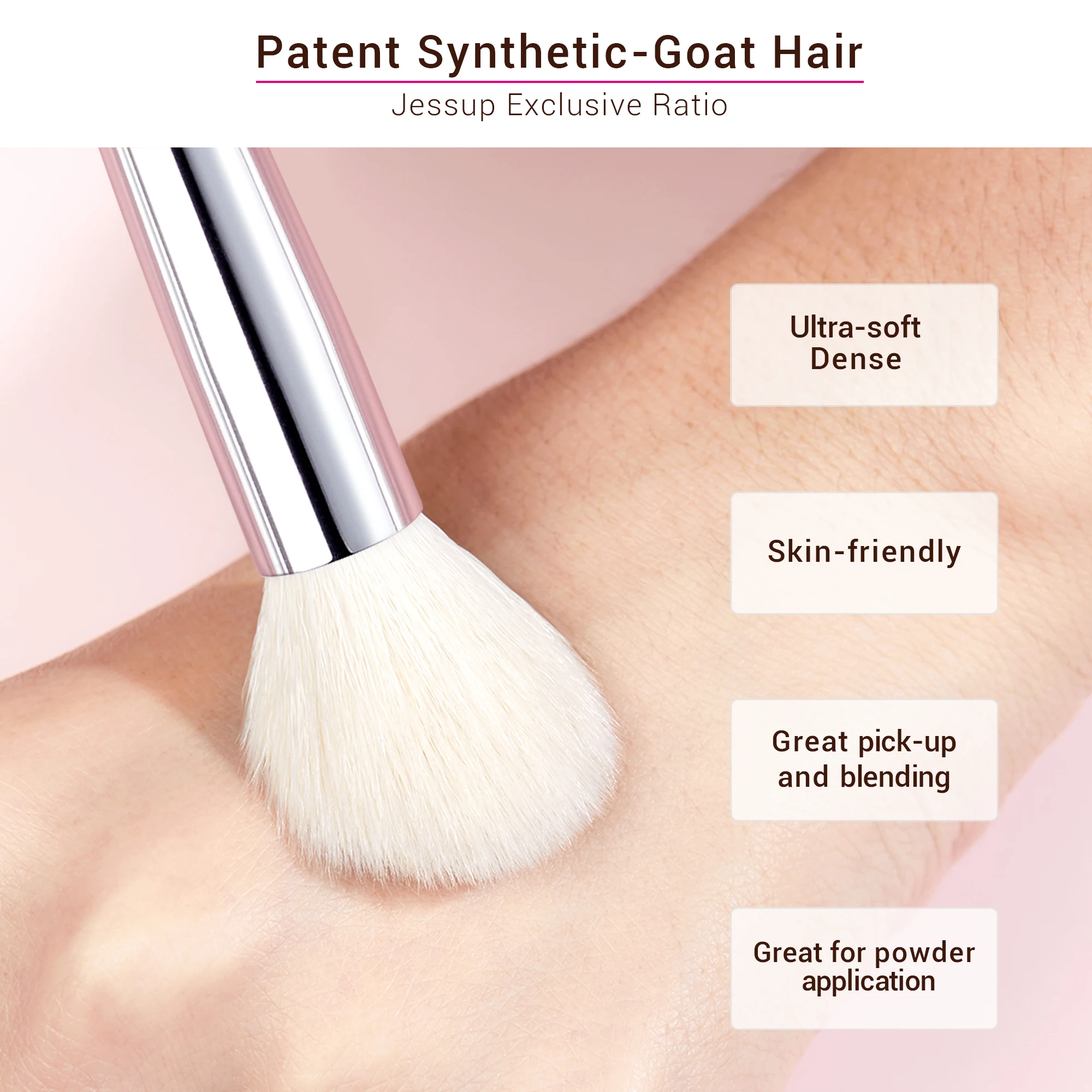Набор кистей для макияжа Jessup Rose carmin/Silver Beauty Foundation Powder Eyeshadow Make up Brush 6 шт 25
