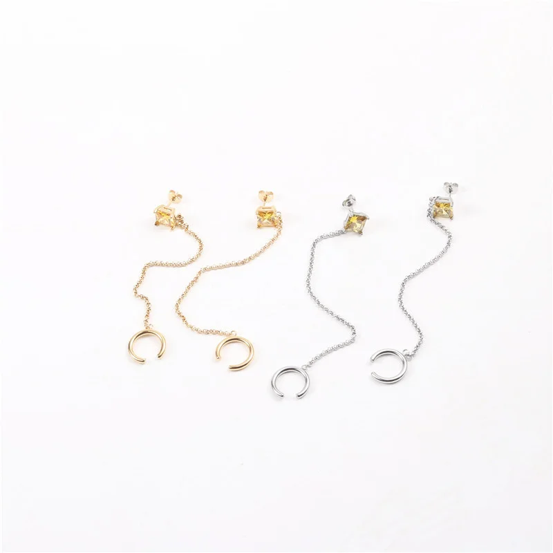 

Дисимметричные золотые серьги из нержавеющей стали, минималистичный дизайн, новый подарок для женщин, свадебные аксессуары, ювелирные изде...