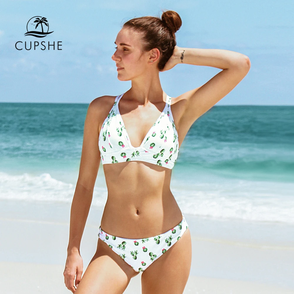 CUPSHE мини кактусы с принтом на бретельках бикини наборы сексуальные шнуровке