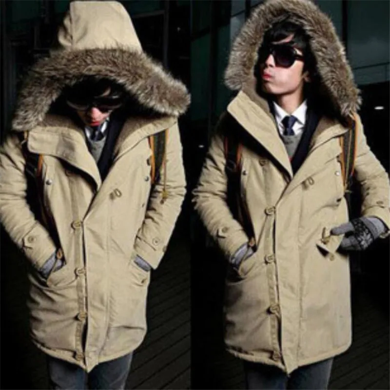 Dropshipping New Fad Winter Jacket Men Thicken Warm Parkas Casual Long Outwear Hooded Collar Jackets and Coats Men veste homme