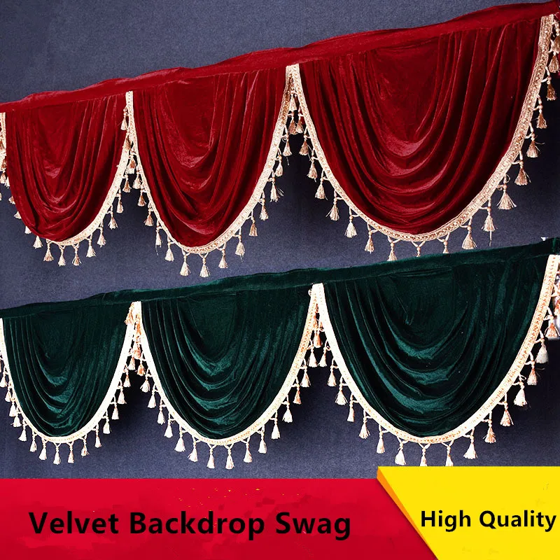 20ft length Velvet Drape Swag With Tassel Decoration For Event Party Wedding Backdrop Curtain Stage Background Party Decorations