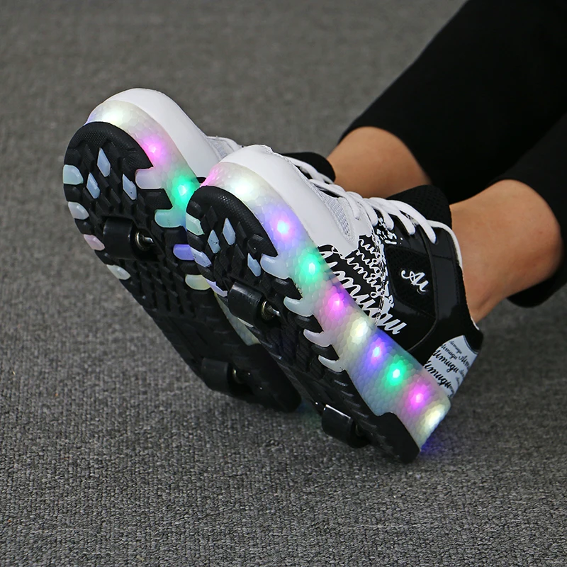 Two Wheels Luminous Sneakers on Wheels Led Light Roller Skate Shoes for Children Kids Led Shoes Boys Girls Shoes Light Up Unisex