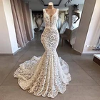 Женское свадебное платье с юбкой-годе, кружевное платье невесты без рукавов, сексуальное платье с V-образным вырезом, простая иллюзия, 2021