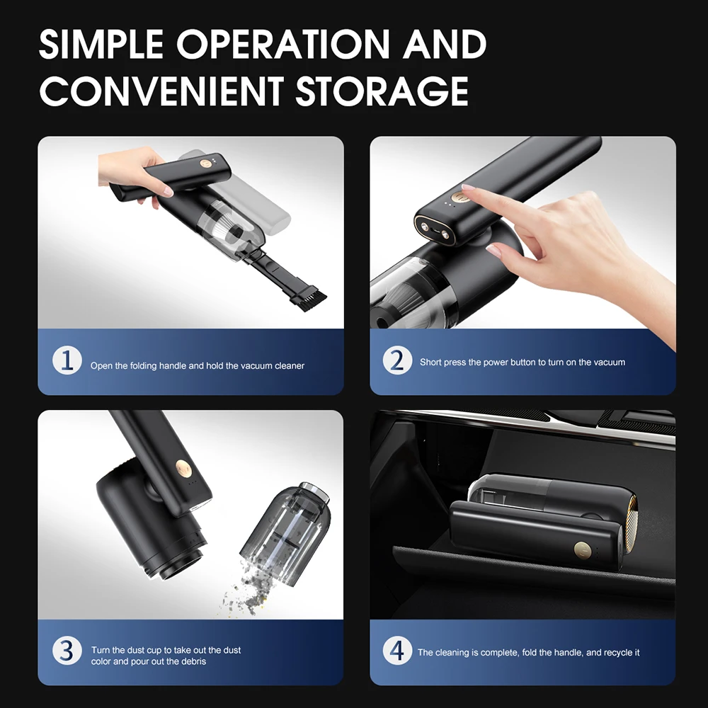 Беспроводной автомобильный пылесос с большим пылесборником 150 мл | Бытовая