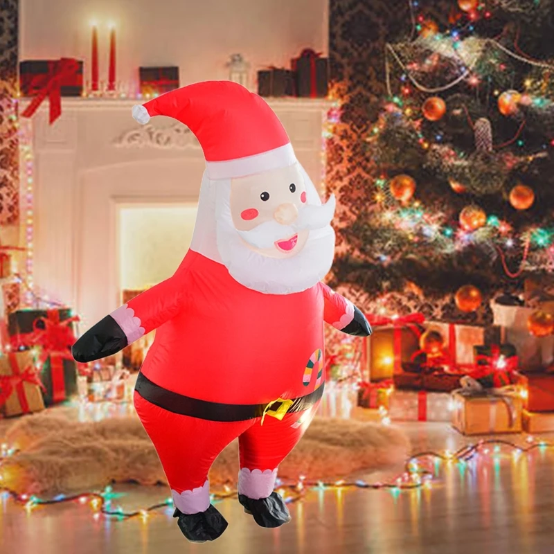 

Надувной костюм Санта-Клауса с наклонной головой для взрослых/подростков, унисекс, Счастливого Рождества, костюм для косплея, праздничный к...