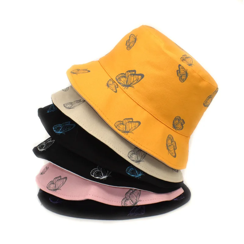 

European and American Fashion Butterfly Hat Patches Sun Hats for Women Uv Protection Bucket Hat De Dibujos Animados De Sombreros