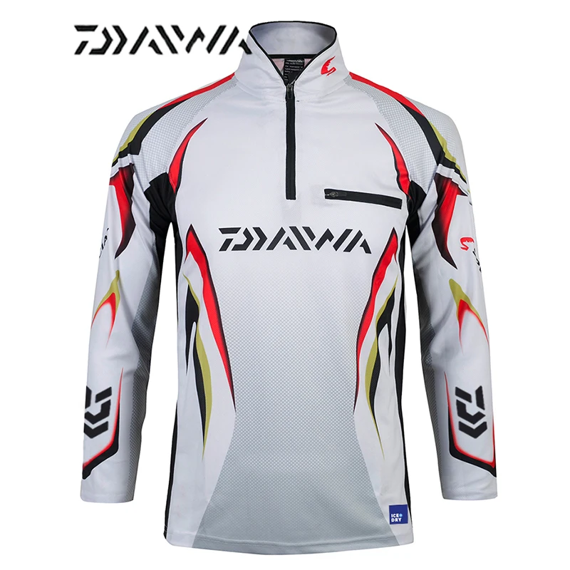 Daiwa рубашки для рыбалки с защитой от ультрафиолетового излучения дышащие мужские футболки для активного отдыха с защитой от солнца с длинным рукавом Спортивные футболки с принтом для походов и кемпинга мужские футболки для рыбалки