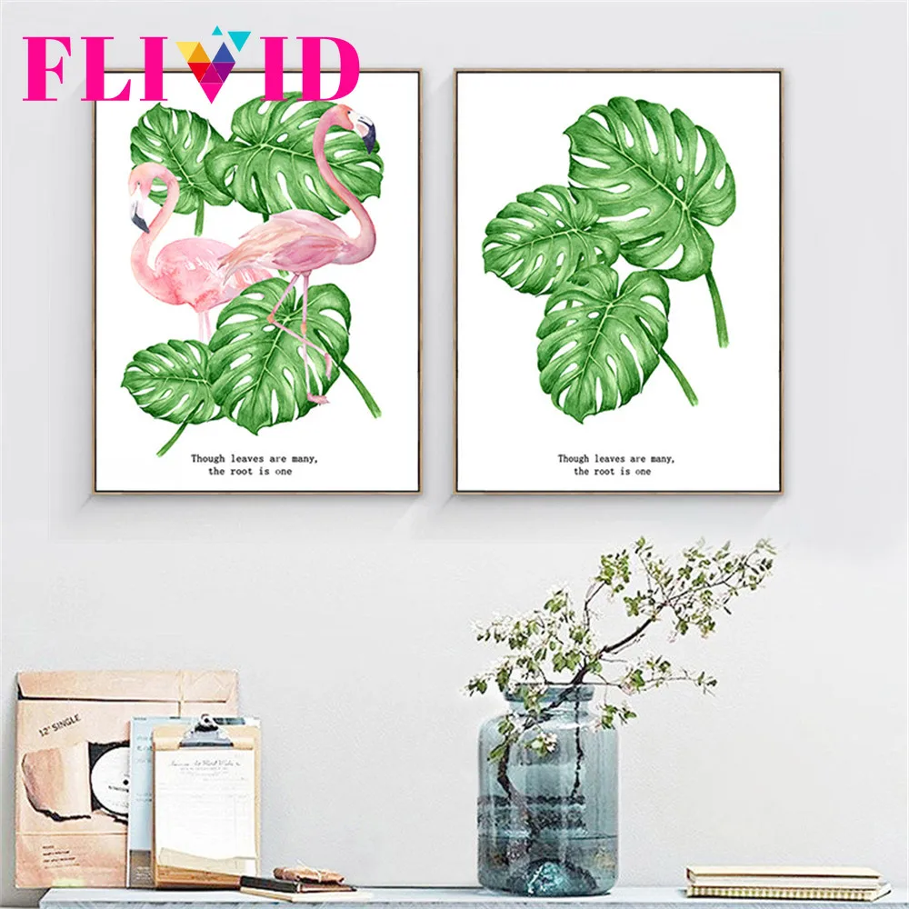 Настенная Картина на холсте с зелеными листьями черепахи постеры и принты в