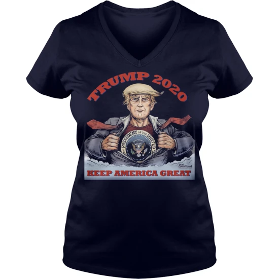 Футболка с V-образным вырезом и надписью Keep America Great Ladies от Трампа 2020 | Женская