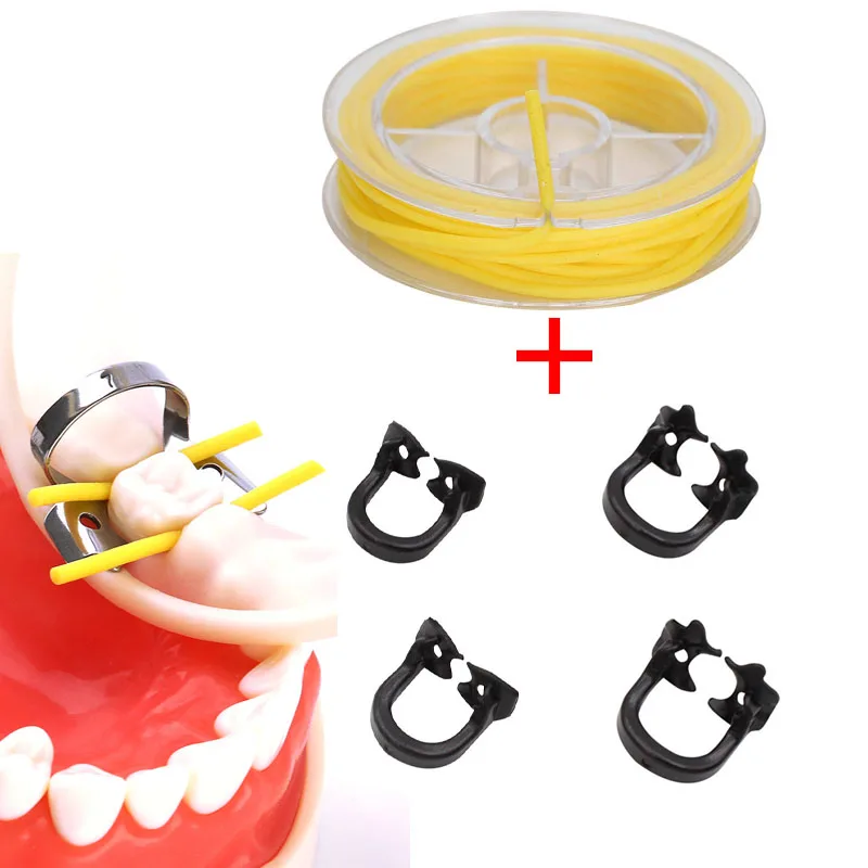 Soft Clamp General Kit Rubber Dam Dental Clamps Rubber Barrier Clip Resin Material and Rubber Dam Stabilizing Cord Medium Wedges