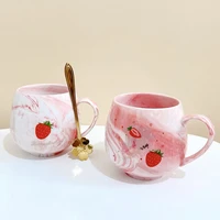 strawberry ceramic pattern cup marble couple strawberry ceramic creative fashion souvenir wedding bride coffee cup lover gift
