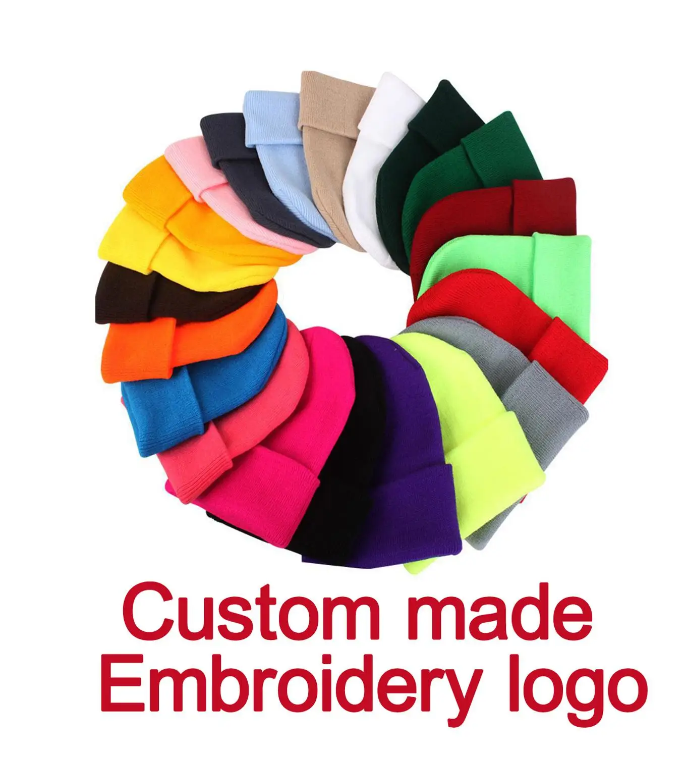

1 Piece Embroidery Logo Custom Made Knitted Beanies Warm Caps