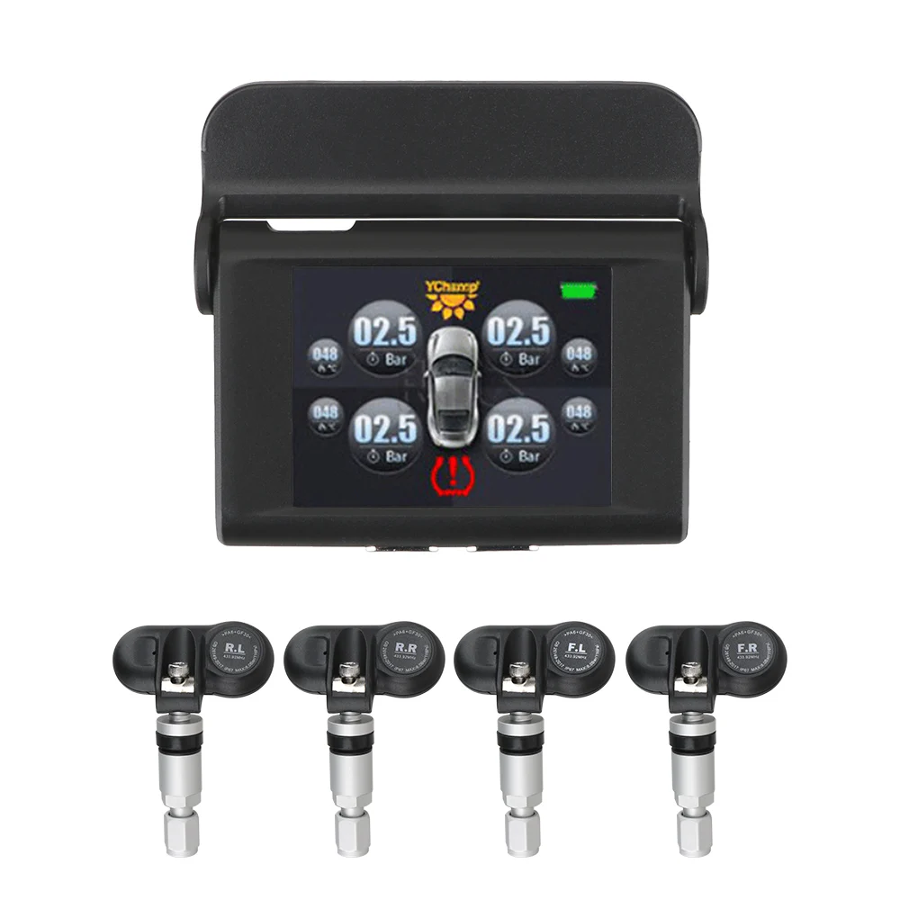 

LEEPEE Tyre Pressure Monitoring System Auto Security Alarm Systems Digital LCD Display USB Solar Power Smart Car TPMS