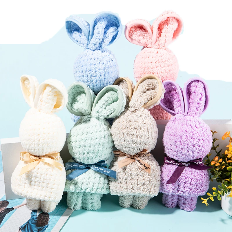 

Doll Baby Towels Wedding Plush Towels Washrag 30*30cm Merbau Breathable Small Gift Coral Velvet Bunny Rabbit Bear Towel